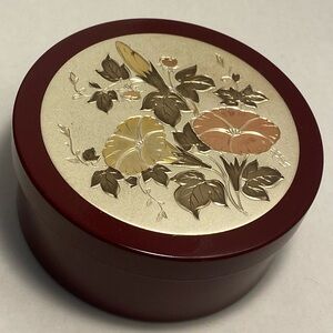 Vintage Avon Imari Treasure Cache Trinket Box Morning Glory Flowers Japan 1986